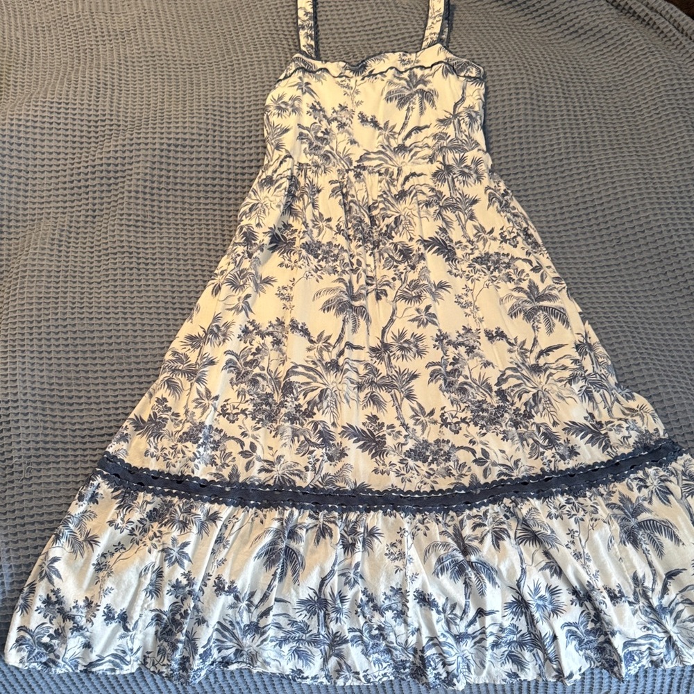 LC Lauren Conrad Midi Dress with Blue Floral Design